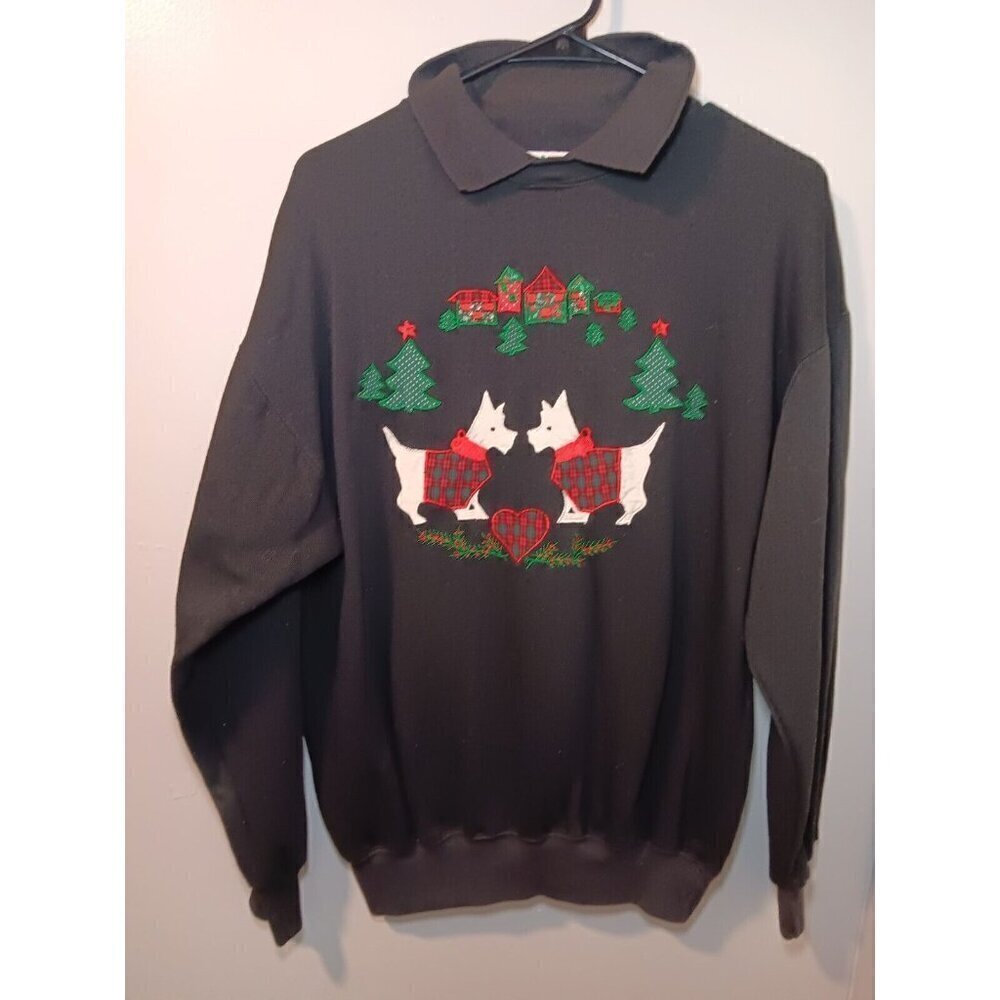 Vintage 80s Nutcracker Christmas Grandma Sweater Sz Medium Schnauzer Dogs